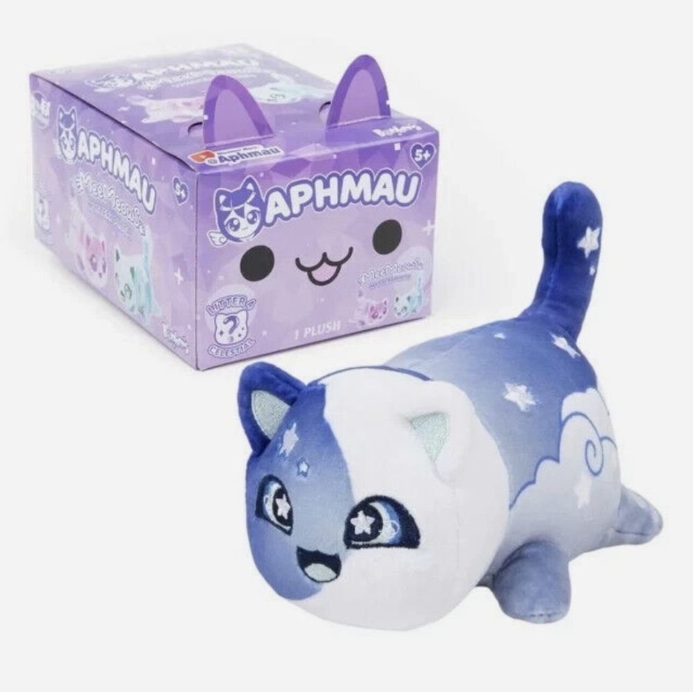 COPY - Aphmau MeeMeow MOON Blue White 6" Celestial Litter 4 Plush Cat Kitten To…
